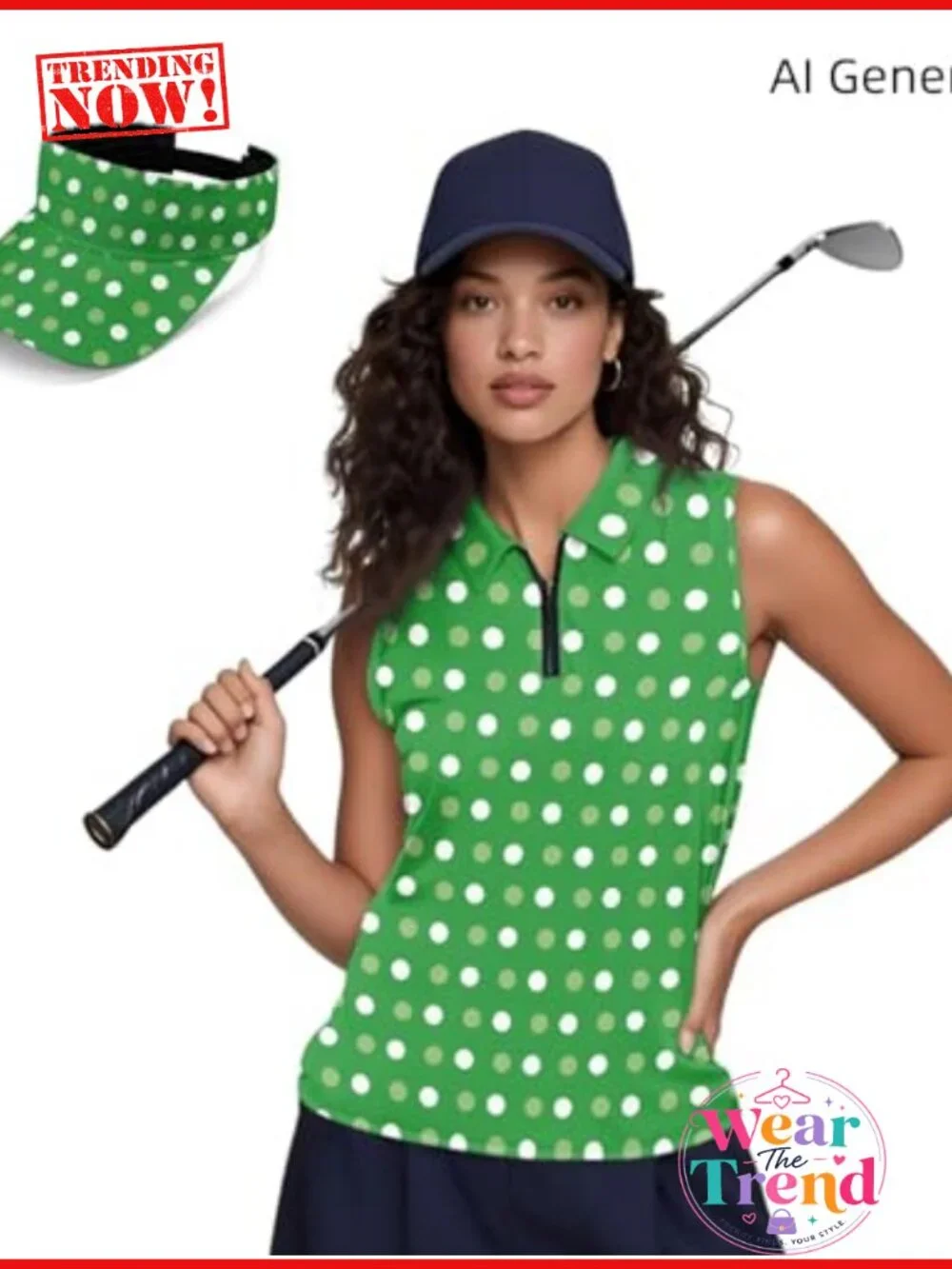 Women's Sleeveless Golf Shirt & Visor Set, Polyester Racerback Tank Top